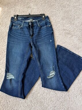 Arizona Jean Company Dark Blue Distressed Flare Jeans